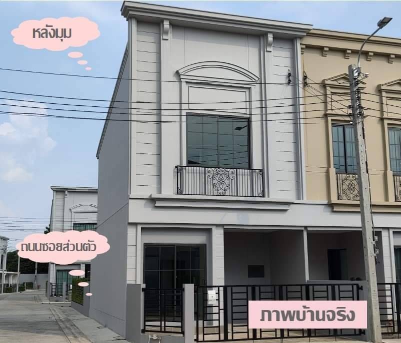 For RentTownhouseBangna, Bearing, Lasalle : For rent, 2-storey corner townhouse, French style, Siri Place Mega Bangna, rent 25,500 baht/month (SIRI PLACE MEGA BANGNA for rent) Fully furnished #Fully furnished, 2 bedrooms, 3 bathrooms #Pets allowed, mosquito nets, pet screens throughout the house #R