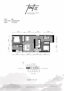 ขายคอนโดสาทร นราธิวาส : 📌For SALE ขาย | Tait 12 - 2BR  71.5sqm), 16.8MB