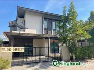 For RentHousePathum Thani,Rangsit, Thammasat : #For rent, 2-storey detached house (resort style house), 3 bedrooms, parking for 2 cars, 4 air conditioners, price only 20,000 baht/month.