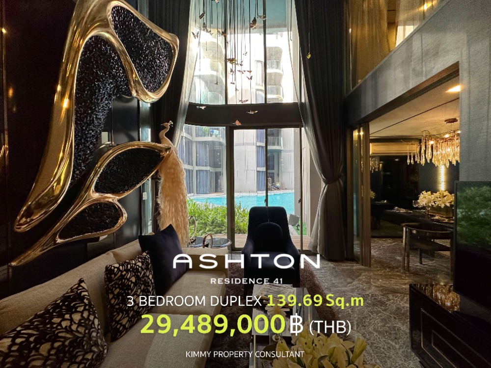 For SaleCondoSukhumvit, Asoke, Thonglor : Ashton Residence 41 - Three Bedroom Duplex, fully furnished, ready to move in. Buy directly from project sales Latest updated promotion price from Ananda