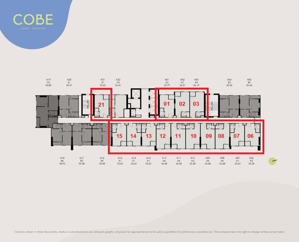 ขายดาวน์คอนโด : COBE เกษตร-ศรีปทุม ห้อง Studio ราคาต่อยูนิตไม่แพง Fully furnished แต่งครบ มีหลายห้องให้เลือก