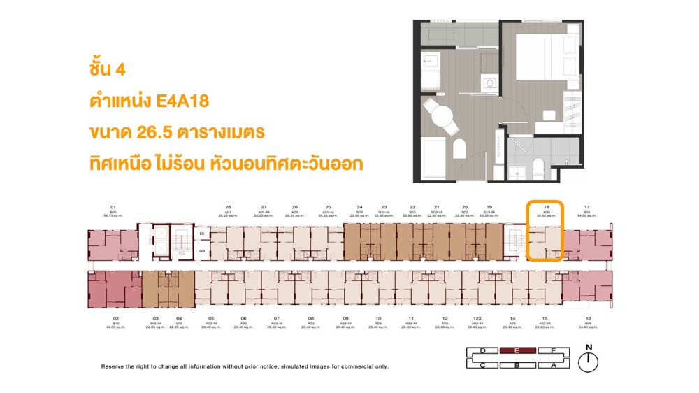 ขายดาวน์คอนโดปทุมธานี รังสิต ธรรมศาสตร์ : 1 ห้องนอน ตึก E ทิศเหนือ หัวนอนหันทิศตะวันออก ติดเพื่อนบ้านฝั่งเดียว ราคา presale✨