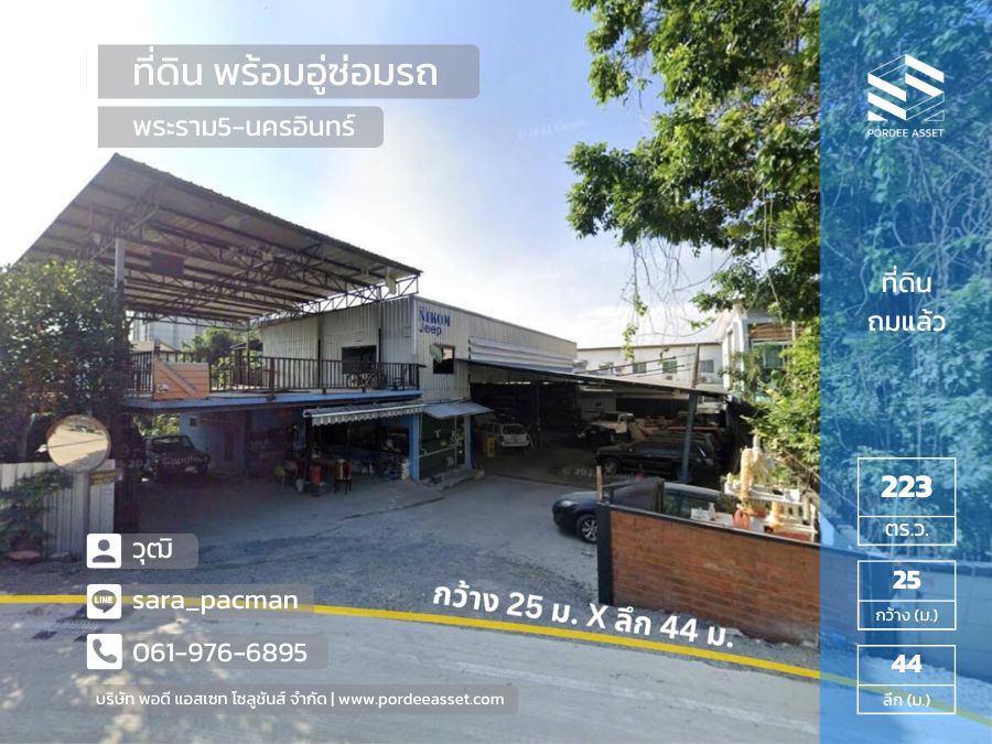 For SaleLandRama5, Ratchapruek, Bangkruai : Land for sale with car repair garage (size 223 sq m.) near Rama 5 Roundabout, Nakhon In, Ratchaphruek, Nonthaburi.