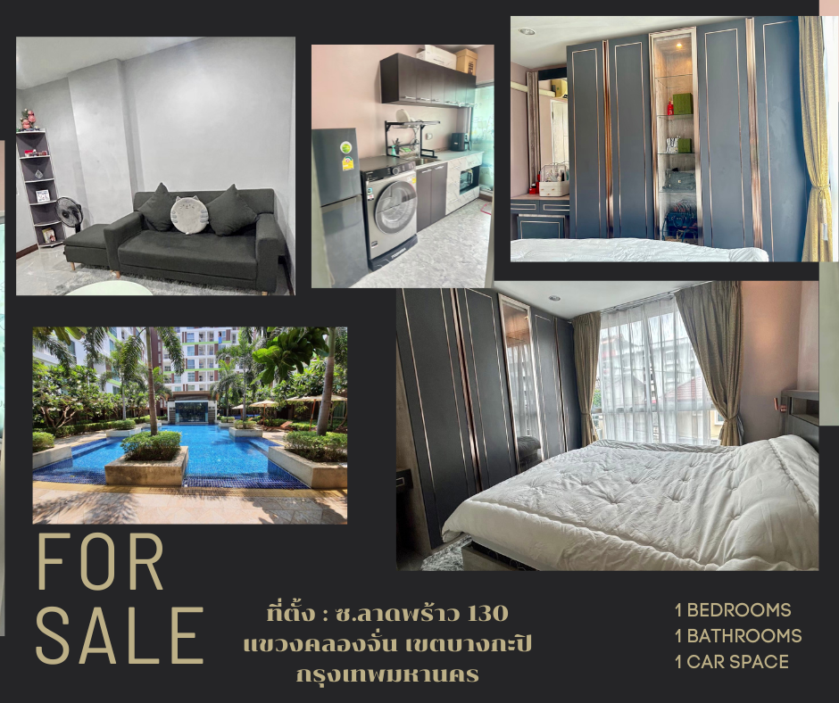 For SaleCondoLadprao101, Happy Land, The Mall Bang Kapi : Cheap price, only one room left, Lat Phrao Condo, Yellow Line, 200 meters.