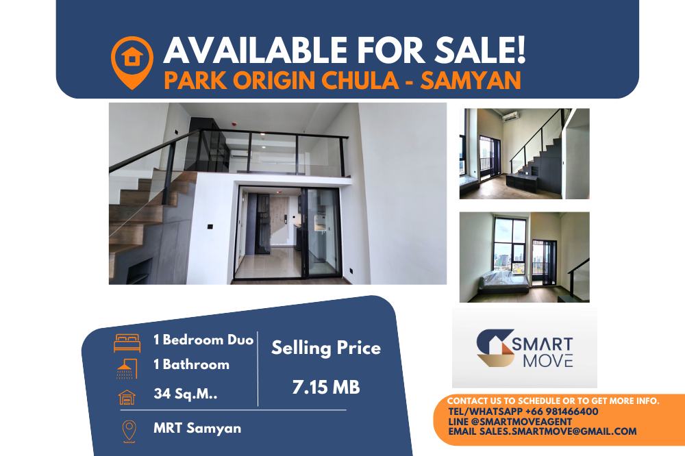 Sale DownCondoSiam Paragon ,Chulalongkorn,Samyan : Code C20231000601.......Park Origin Chula - Samyan for sale, 1 bedroom, 1 bathroom Duo, high floor, fully furnished, Special Deal!!