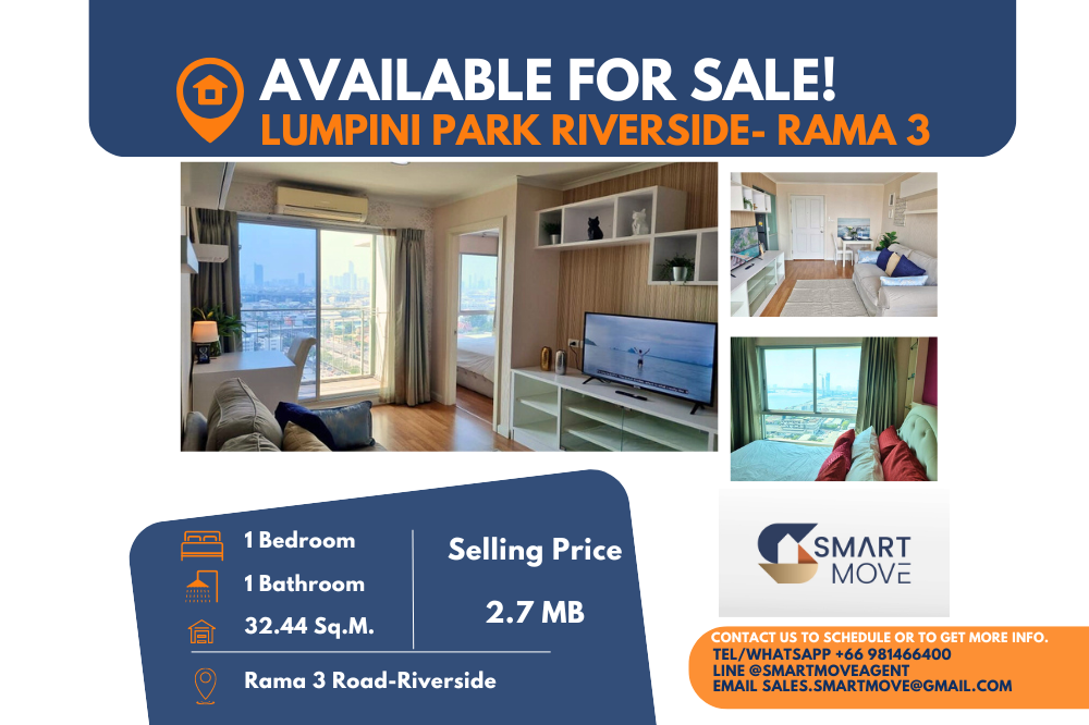 For SaleCondoRama3 (Riverside),Satupadit : Code C20231100165.......Lumpini Park Riverside Rama 3 for sale, 1 bedroom, 1 bathroom, high floor, furnished, Special Deal!!