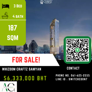 ขายคอนโดสยาม จุฬา สามย่าน : *RARE BEST Penthouse Deal* Whizdom Craftz Samyan | 3 Bed | 061-625-2555