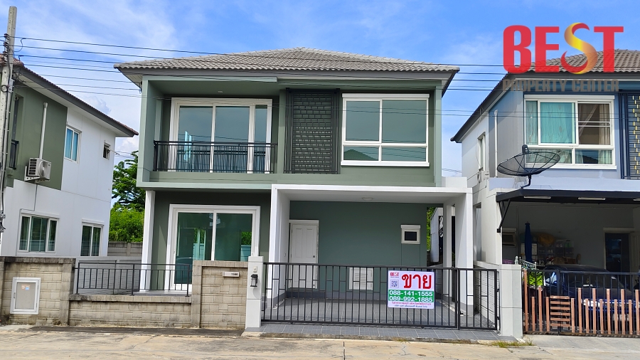 For SaleHouseSamut Prakan,Samrong : Semi-detached house for sale, Golden Neo Bangna - King Kaew, already renovated, corner house, cheapest price in the project.