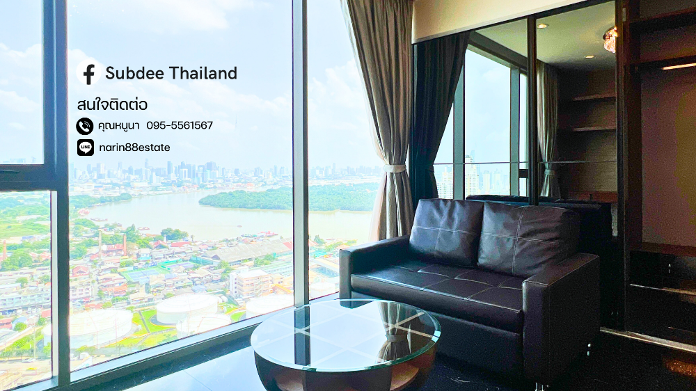 For SaleCondoSathorn, Narathiwat : For sale 5.7 million baht, rent 18,000.- Condo The Breeze Narathiwat, fully furnished room, just carry your bags and move in, high floor, river view, get ozone from Bang Krachao.