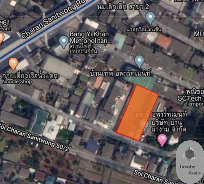 For SaleLandPinklao, Charansanitwong : Land For Sale in Bang Phlat, Bangkok 1-0-4.1 rai