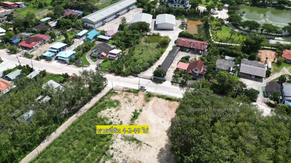 For SaleLandRayong : Land for sale, 4-2-49 rai, next to the road on 3 sides, near Big C and Central Rayong, Thap Ma, Rayong.