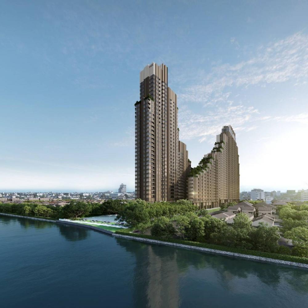 Sale DownCondoRathburana, Suksawat : Selling down payment, condo on the edge of 450,000, condo on the Chao Phraya River, contract price only 2.49M, river view, nothing obstructing the view, cheaper, reserve with the project 1.3M