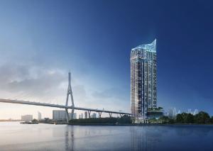 For SaleCondoRama3 (Riverside),Satupadit : Duplex 3 bedrooms - River view - 5.9 meters ceiling, Sapphire Luxurious Rama 3, Bhumibol Bridge, Near King’s College, Ready to move in, Yannawa