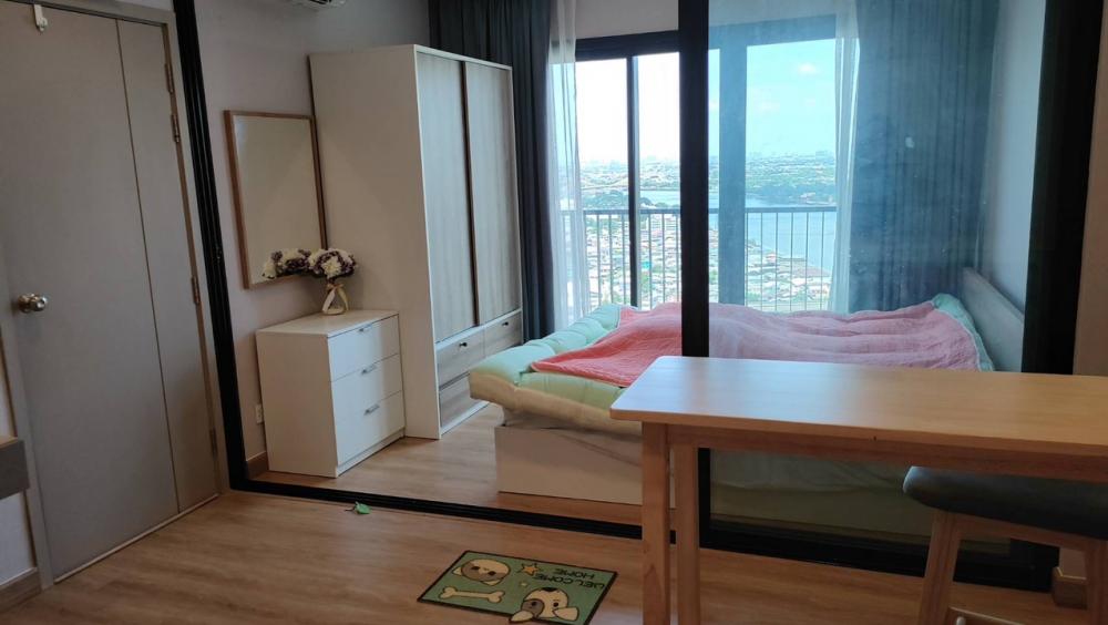 For RentCondoRattanathibet, Sanambinna : C1299 Condo for rent Politan rive Sanambinnam, room with Chao Phraya River view, near the Purple Line, Saphan Phra Nang Klao Station, 31 sq m.