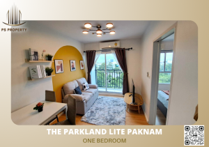 For SaleCondoSamut Prakan,Samrong : ❗️Condo for sale❗️ The Parkland Lite sukhumvit - paknam 📌Beautiful room, pool view, east side, built-in decoration, fully furnished. 🚆Near BTS Paknam station 300 meters.