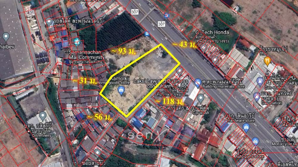 For SaleLandChaengwatana, Muangthong : Land for sale, Saphan Nonthaburi-Bang Bua Thong Road, total area 3-3-79 rai.