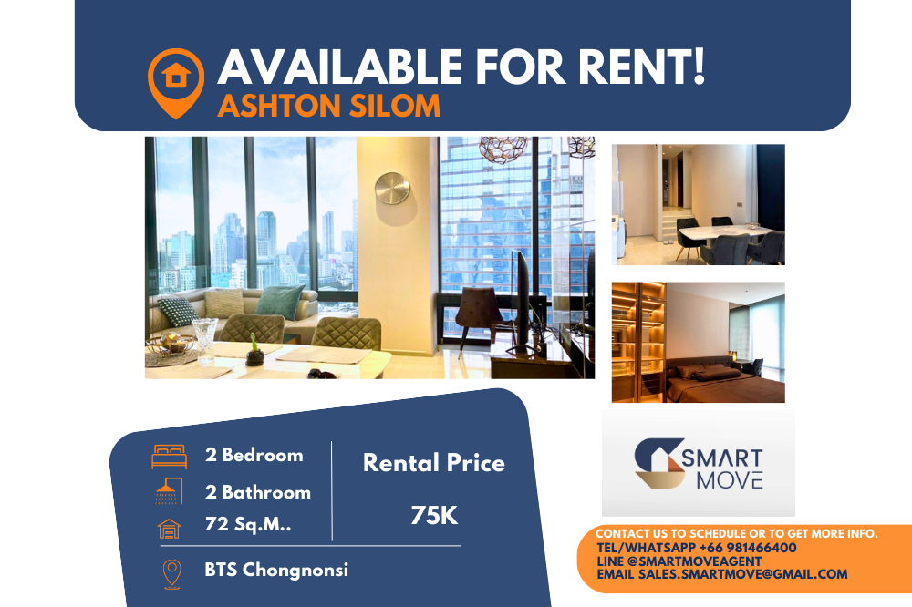 For RentCondoSilom, Saladaeng, Bangrak : Code C20231100701.........Ashton Silom for rent, 2 bedroom, 2 bathroom, high floor, furnished, ready to move in