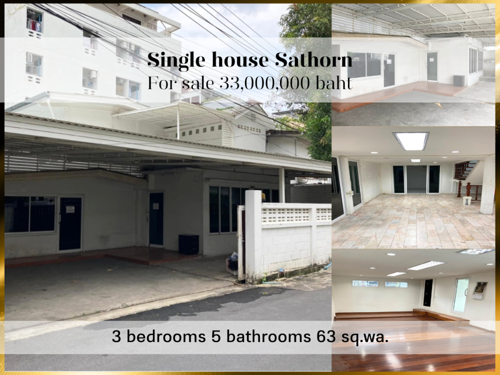 For SaleHouseSathorn, Narathiwat : ❤ 𝐅𝐨𝐫 𝗦𝗮𝗹𝗲 ❤ Good location near the BTS ♥ 2-story detached house, 3 bedrooms, in the heart of Sathorn city. Used to be a home office, 63 sq m. ✅ Parking for 2 cars in the house.