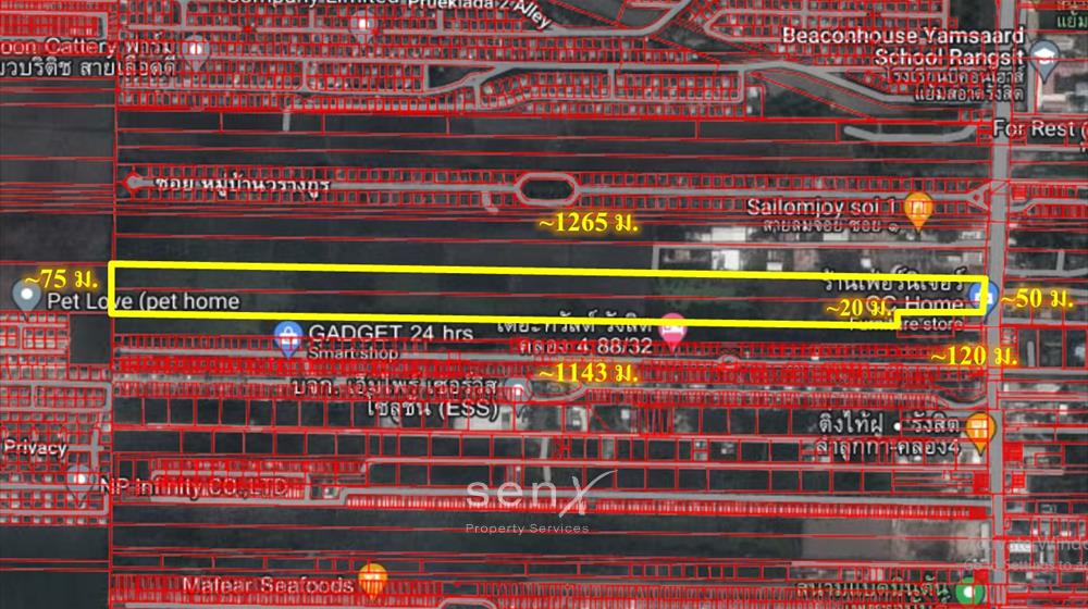 For SaleLandPathum Thani,Rangsit, Thammasat : Total land for sale, 2 plots, Lam Luk Ka Khlong 4 Road, total area 56-2-94 rai.