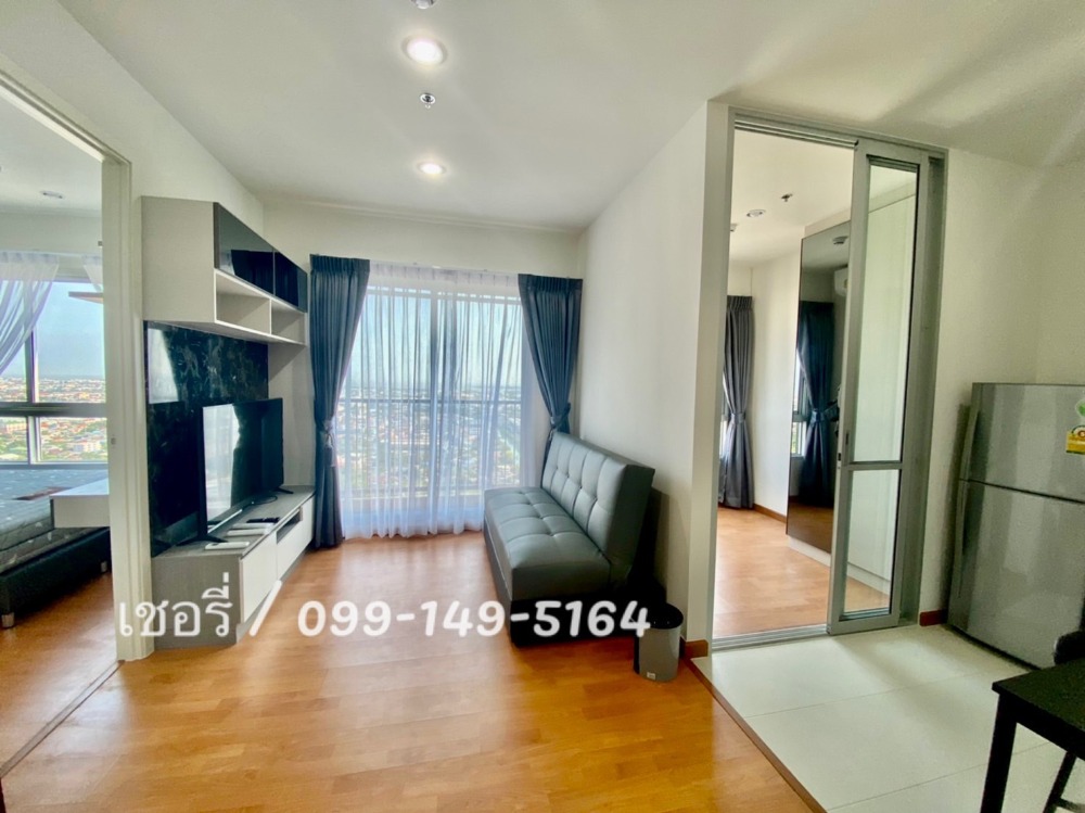 For RentCondoSamut Prakan,Samrong : LV027 Condo for rent The President Sukhumvit-Samutprakarn (One Bed Plus) large room with furniture, electrical appliances, beautiful night view of city lights, very good wind, next to Robinson Department Store, next to BTS Phraeksa, condo next to the trai