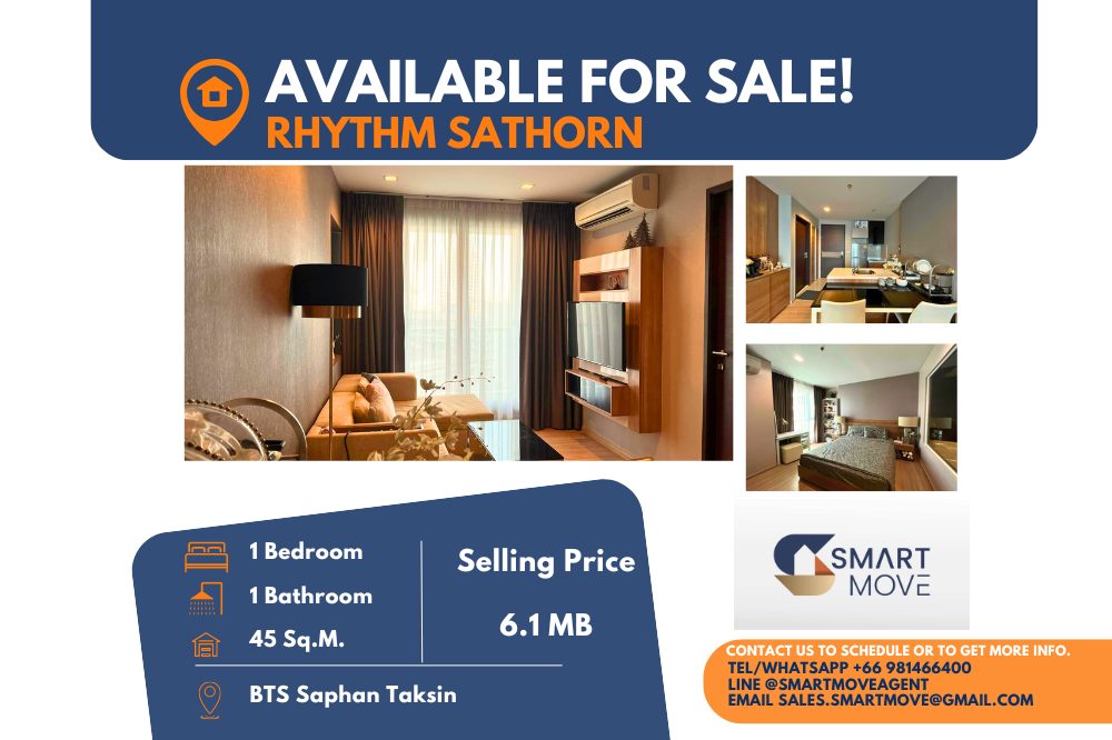 ขายคอนโดสาทร นราธิวาส : Code C20231200002.......Rhythm Sathorn สำหรับขาย, 1 ห้องนอน, 1 ห้องน้ำ, แต่งครบ, ราคาพิเศษ!!