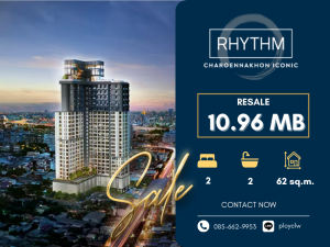 ขายคอนโดวงเวียนใหญ่ เจริญนคร : ⭐ขายดาวน์⭐ RHYTHM Charoennakhon Iconic, 2 Bed, 62sq.m. ทิศตะวันออก