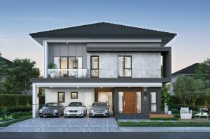 For RentHouseBangna, Bearing, Lasalle : Luxurious detached house for rent, new project The City Bangna, ready to move in.