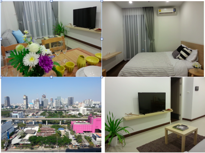 For RentCondoRama9, Petchburi, RCA : For rent high floor north facing good view 50 SQM 1B-1B