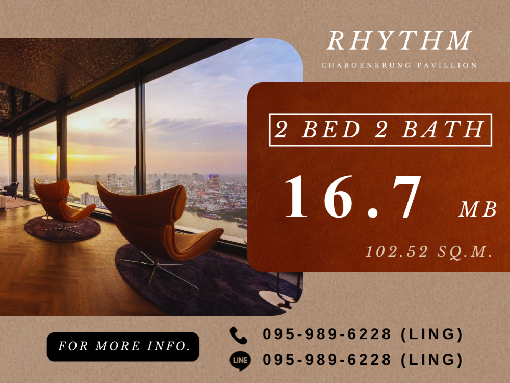 ขายคอนโดสาทร นราธิวาส : 🔥ราคาดีที่สุด🔥 ซื้อตรงกับโครงการ | Rhythm Charoenkrung Pavillion | 2 BED 2 BATH | 102.52 sq.m. | 16.7 MB