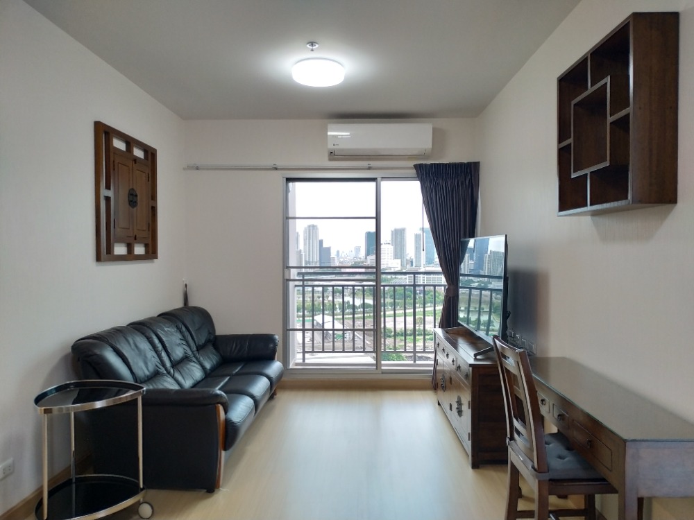 For RentCondoRama9, Petchburi, RCA : For rent, 2 large bedrooms, 70 sq m., 2 parking spaces, Supalai Veranda Rama 9 Condo, corner room, 25th floor, fully furnished.