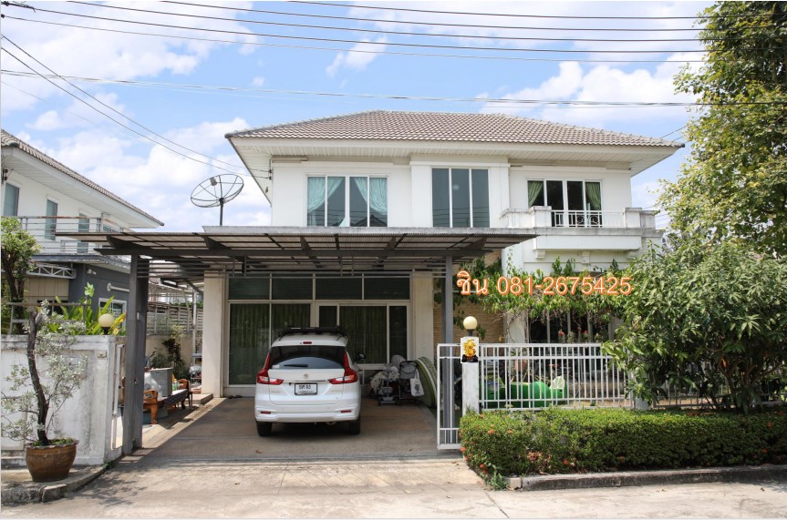 For SaleHouseRama5, Ratchapruek, Bangkruai : 2-story detached house, corner house, Maneerin Village. Lake and Park Ratchaphruek-Tiwanon