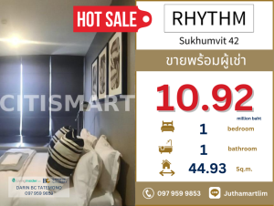 ขายคอนโดสุขุมวิท อโศก ทองหล่อ : 🔥ขายพร้อมผู้เช่าญี่ปุ่น🔥 RHYTHM Sukhumvit 42  1 ห้องนอน 1 ห้องน้ำ ชั้น 32 ขนาด 44.93 ตร.ม. 097 959 9853