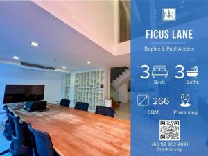 For SaleCondoOnnut, Udomsuk : Sell Duplex 3 bed Ficus Lane, BTS Prakanong Line ID: @nirin789