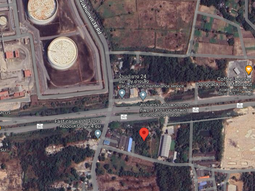 For SaleLandRayong : Empty land for sale, size 5 rai 1 ngan 51.8 sq m, Sukhumvit 38 intersection. Way to Map Ta Phut Industrial Estate, line 363, Rayong.