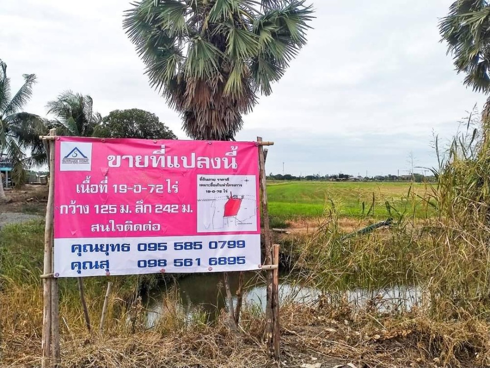 For SaleLandAyutthaya : Beautiful and cheap plot of land for sale, area 19-0-72 rai, Bang Phli Subdistrict, Bang Sai District, Ayutthaya Province.