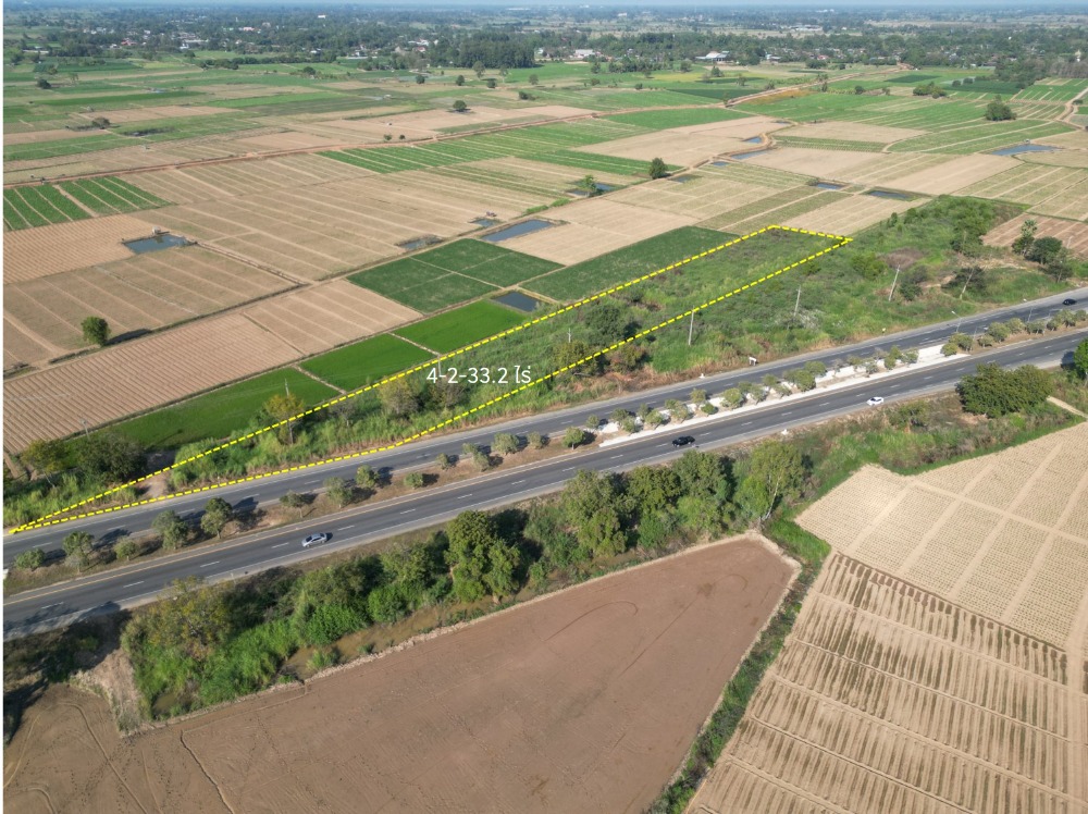 For SaleLandSukhothai : L080724 Land next to Sukhothai bypass road, width 55 meters, near Tewat intersection, Sukhothai.