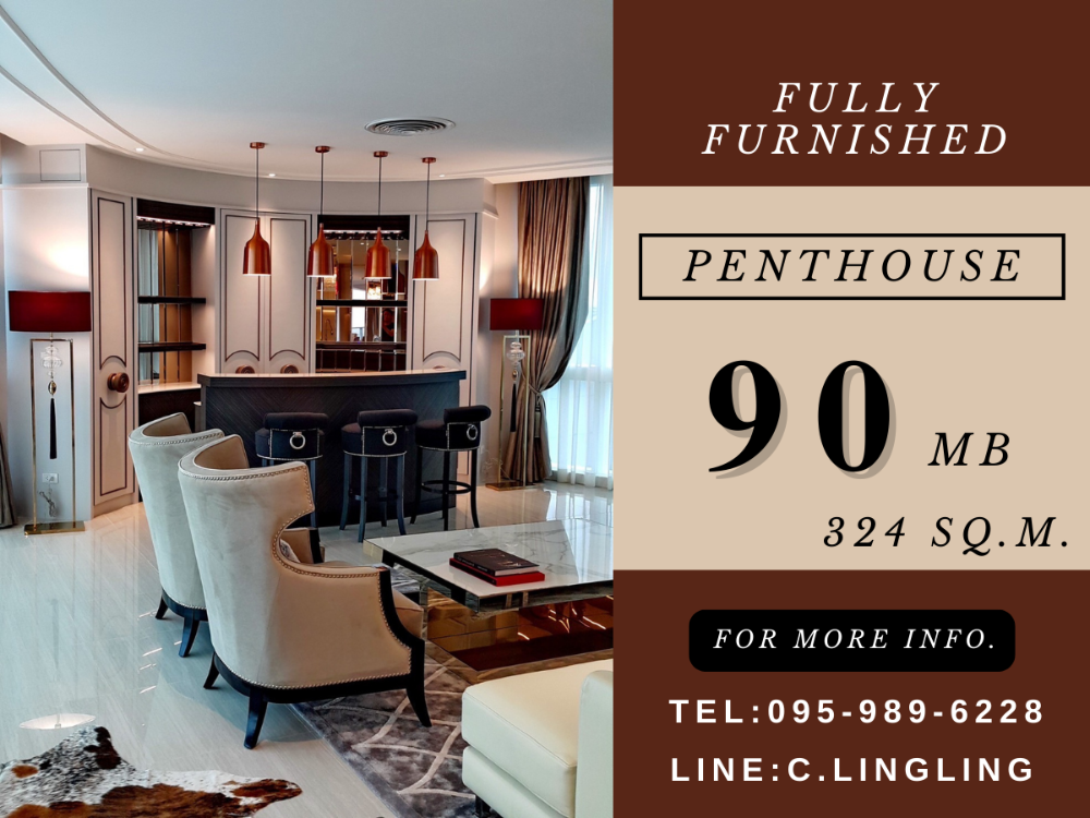 For SaleCondoSukhumvit, Asoke, Thonglor : **Price negotiable** 🏠 PENTHOUSE 🏠 Millenium | 4 BED 4 BATH | 324 sq.m. | 90 MB | ☎️ 095-989-6228