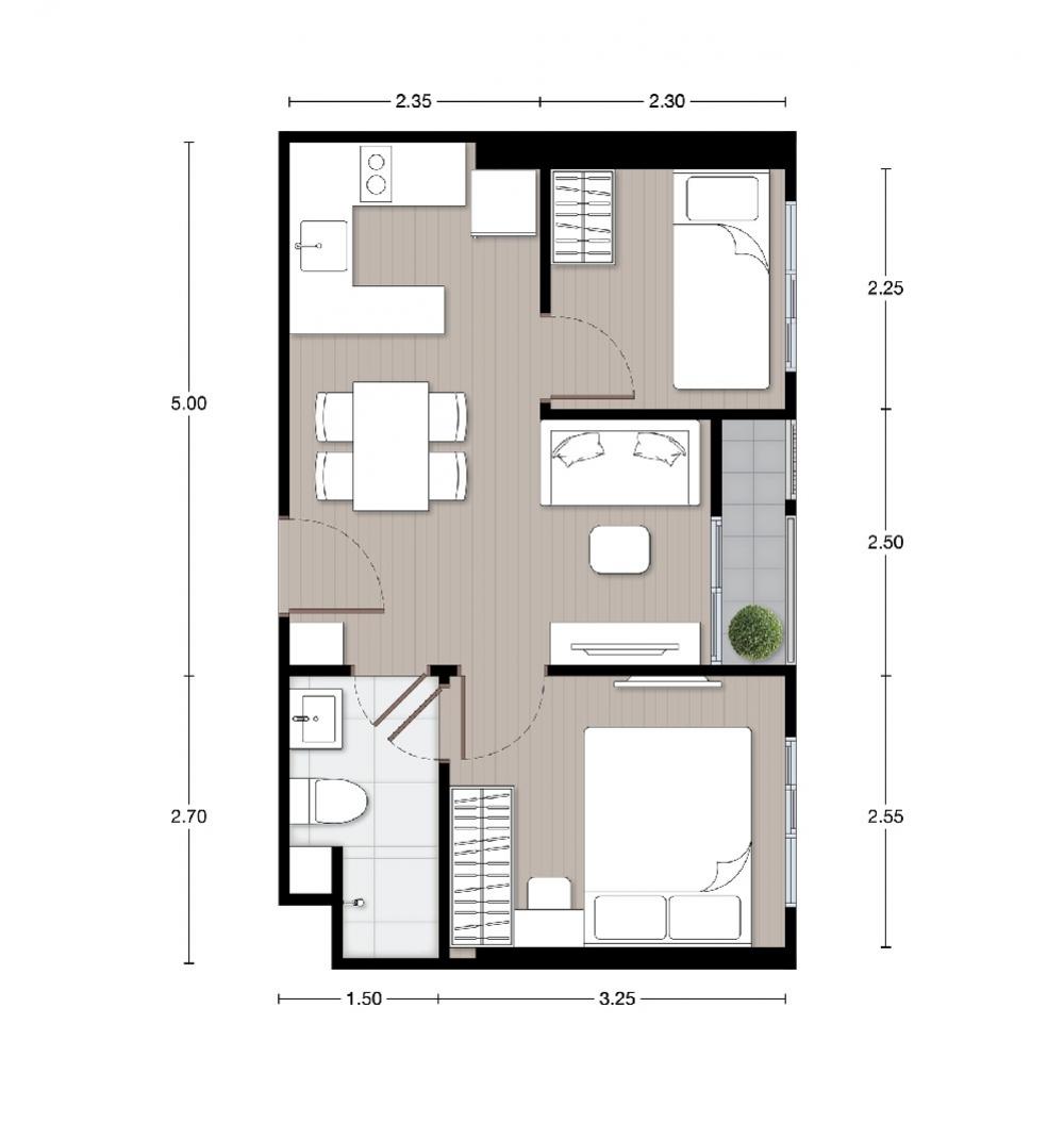 Sale DownCondoBangna, Bearing, Lasalle : Condo Noble Nue Mega Bangna, condo next to Mega Bangna, 1 bed room plus, 32nd floor, type B5, north direction