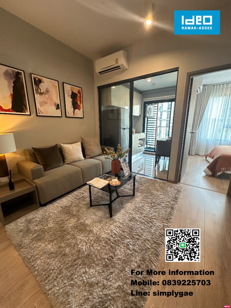 For SaleCondoRama9, Petchburi, RCA : 1 station from Asoke! To NEW CBD condo IDEO RAMA9 ASOKE 1 bedroom, starting at 5.XX, free down payment 0 baht! Free furniture, free transfer, free electrical appliances!