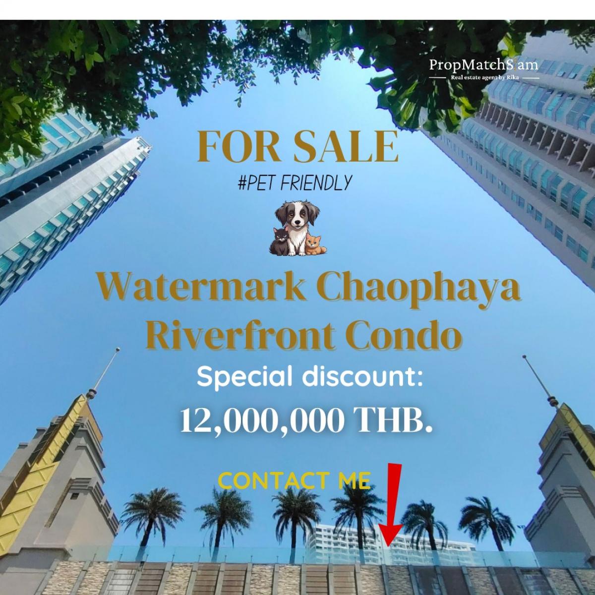 For SaleCondoWongwianyai, Charoennakor : “Immerse yourself in luxury with our exquisite 2-bedroom riverfront condo at #Watermark Chaophaya River. Here's why you shouldn't miss this incredible offer: