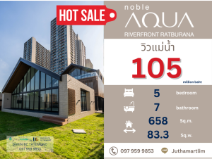 For SaleHouseRathburana, Suksawat : 🔥Ready to move in 🔥 Noble Aqua Riverfront Ratburana 5 bedrooms, 7 bathrooms (VUE) 658 square meters, 83.3 square wah, 4 floors, 150,000,000 baht, contact 097 959 9853