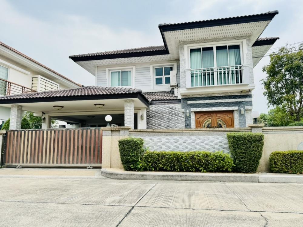 For SaleHouseNonthaburi, Bang Yai, Bangbuathong : Large detached house for sale, Perfect Park Rama 5-Bang Yai project, size 63.5 sq m, 3 bedrooms, 3 bathrooms, corner house, decorated with good marble. Near the lake and Club House, convenient travel, close to the Purple Line, only 5 km.