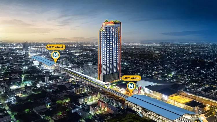 Sale DownCondoSamut Prakan,Samrong : Condo down payment sale, Origin Plug & Play Srinakarin / Origin Plug & Play Srinakarin, 2-story room, near the MRT Yellow Line, Sri Dan and Sri Bearing stations.