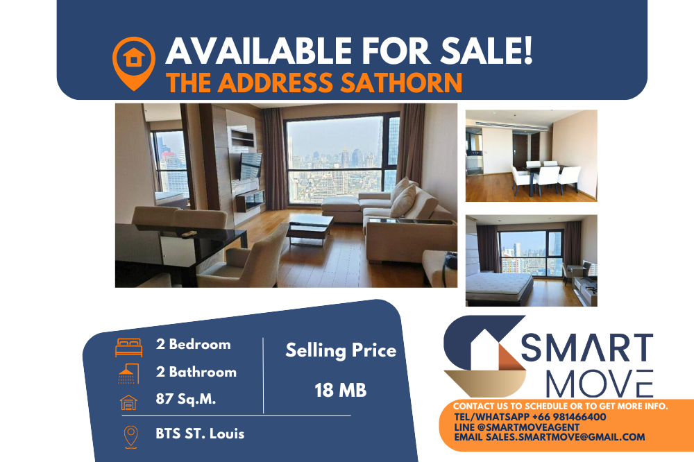 For SaleCondoSathorn, Narathiwat : Code C20240200450.......The Address Sathorn for sale, 2 bedroom, 2 bathroom, high floor, furnished, Special Deal!!