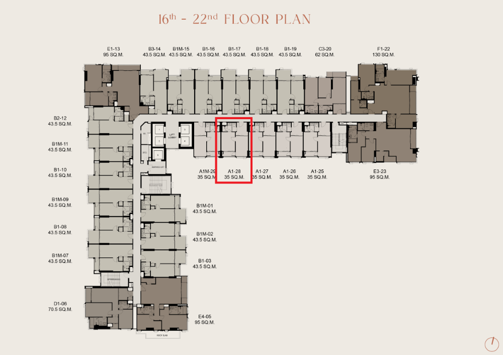 ขายดาวน์คอนโดวงเวียนใหญ่ เจริญนคร : ห้อง 1-bedroom ชั้น 18 ทิศใต้ ขนาด 35 ตรม