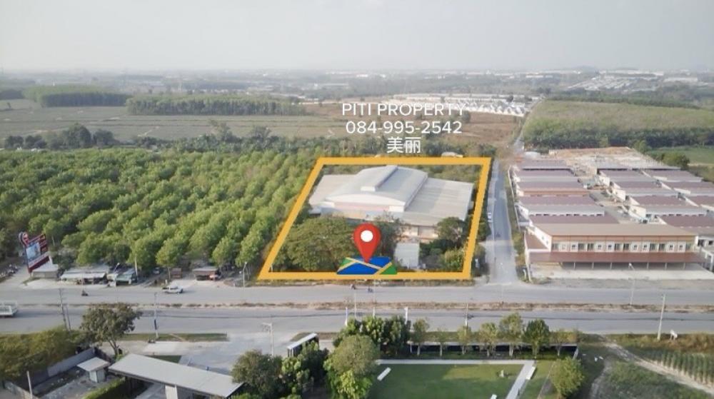 For SaleFactoryRayong : 🚩Factory for sale + 2-storey office (land area 5 rai) Pluak Daeng District, Rayong Province, purple plan, white dots, on 2 sides of the road, can apply for BOI with Factory License 4