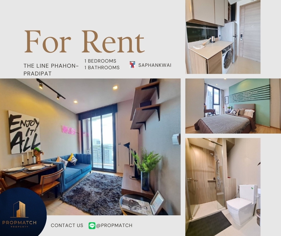 For RentCondoSapankwai,Jatujak : 🏙️ BEST DEAL FOR RENT | THE LINE Phahol - Pradipat 1 Bedroom 1 Bathroom 34 sqm. - ฿18,000/month Tel.0909426442 K.Film