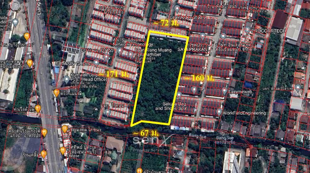 For SaleLandBang Sue, Wong Sawang, Tao Pun : Land for sale in Nonthaburi, total area 7-2-16 rai.