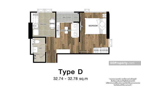 Sale DownCondoBang Sue, Wong Sawang, Tao Pun : Down payment sale, special location, 1 room per floor, The CLEV Riverline Chao Phraya Wong Sawang, corner room, size 32.78 sq m, 32nd floor.