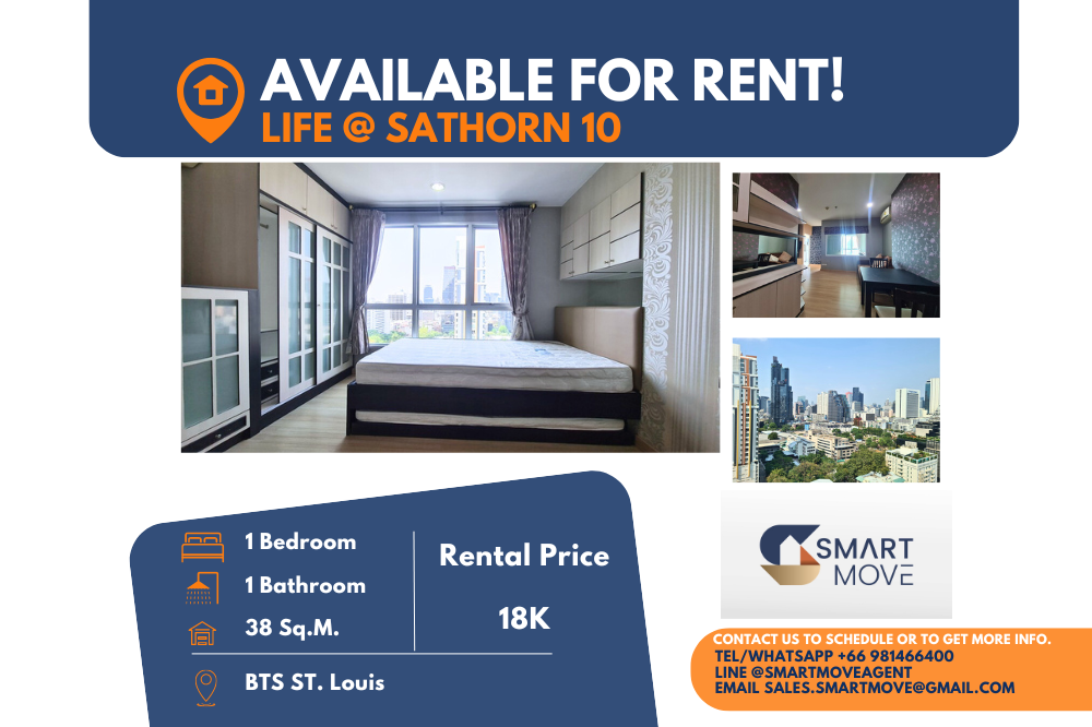 For RentCondoSathorn, Narathiwat : Code C20221200678..........Life @ Sathorn 10 for rent, 1 bedroom, 1 bathroom, high floor, furnished, ready to move in